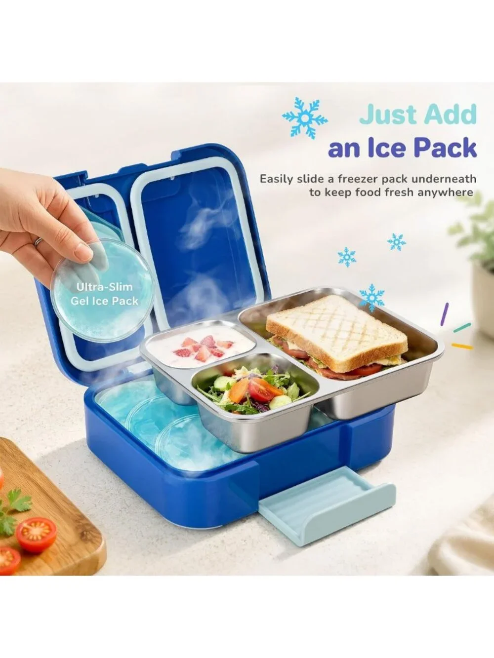 Durable Kids Bento Lunch Box - 3 Compartment Stainless Steel Food Container